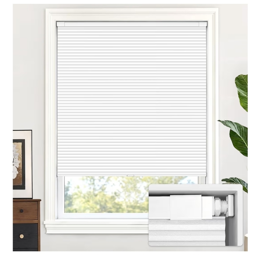 LazBlinds Cordless Cellular Shades, No Tools No Drill Blackout Honeycomb Shades